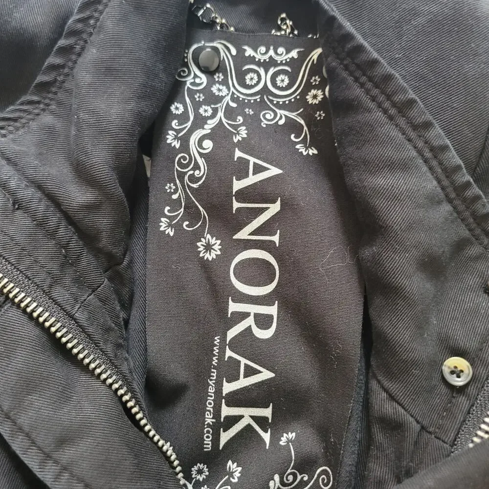 Anorak Size S Women's Surplus Utility Jacket Lightweight Black Zip Drawstring - Picture 7 of 10